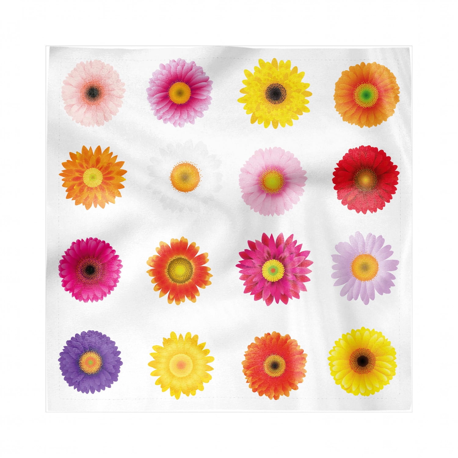 Gerber Daisy Napkins Set of 4, Various Colorful Petals on Plain ...