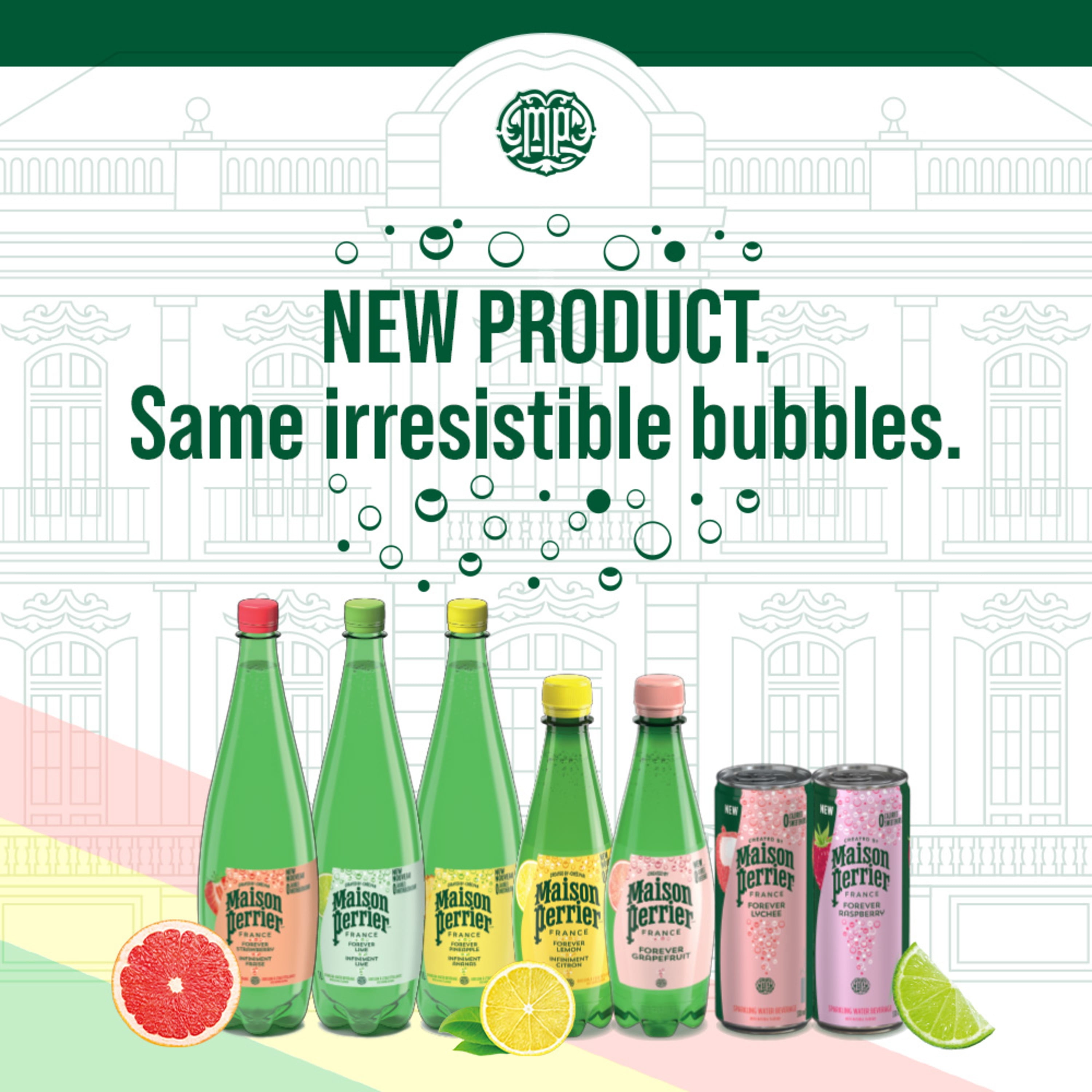 Maison Perrier Forever Pineapple, Sparkling Water Beverage, Natural Pineapple Flavour, No Calories, No Sweeteners, No Sodium, Sourced & Bottled In France, 1 L