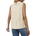 thumbnail image 4 of CAIXIA Sleeveless Button Down Shirts for Women Business Collared Shirt Work Blouses Button Up Office Clothes Professional Tank Top,Beige, 4 of 8