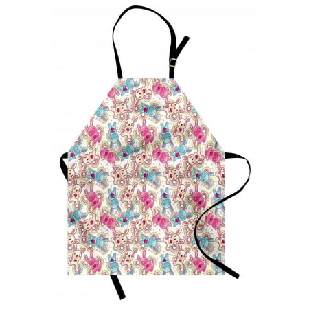 Anime Apron Childish Pattern with Colorful and Happy Kawaii Characters