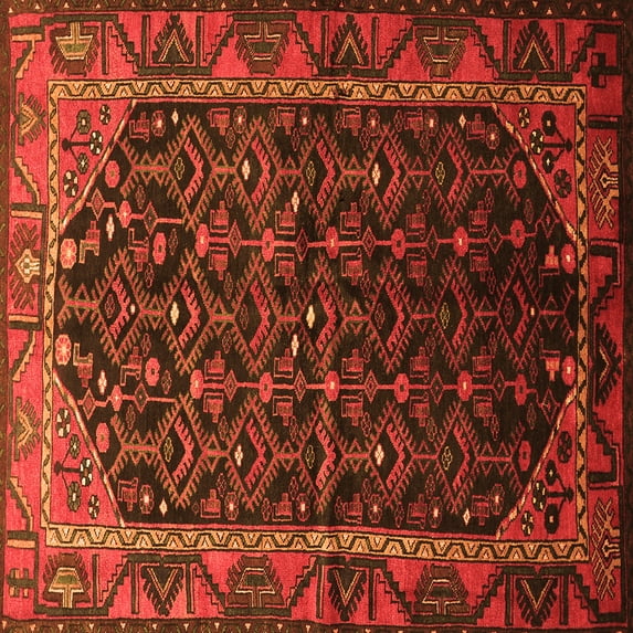 Ahgly Company Indoor Square Persian Orange Traditional Area Rugs, 3' Square