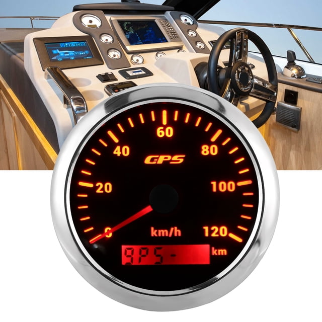 Speedometer Odometer, 85mm GPS Speedometer with 7 Color Backlight for Boat for Yacht for Car Black