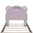 thumbnail image 5 of DreamBuck Twin Size Platform Bed, Upholstered Platform Bed with Light Stripe, Wood Bed Frame with Velvet Bear-Shaped Headboard, Twin Bed Frame for Girls, , Teens, No Box Spring Required, Pink, 5 of 9