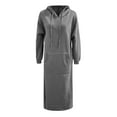 thumbnail image 5 of Wangmeiwg Women's Sweatshirts Women's Knitted Hoodie Dress Long Loose Maxi Skirt with Pocket Autumn Winter Casual Fashion Outerwear Comfortable Warm Grey 4XL, 5 of 6