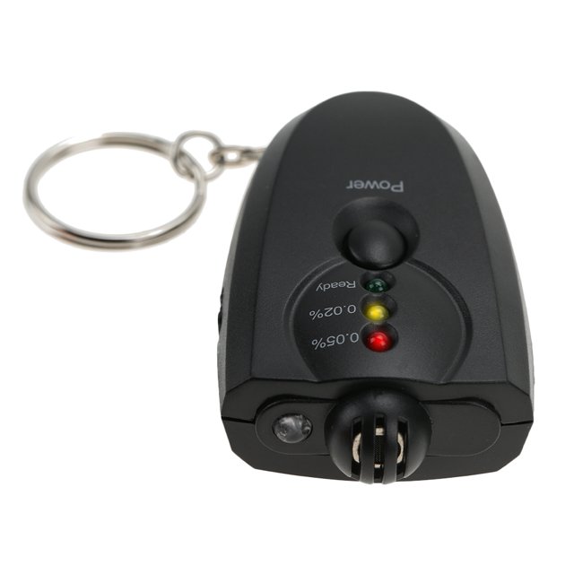 Testeur d'Alcool Porte-Clés Testeur d'Alcool Portable Mini Testeur d'Alcool Portable Porte-Clés LED Testeur d'Haleine et d'Alcool avec Fonction Torche Noir
