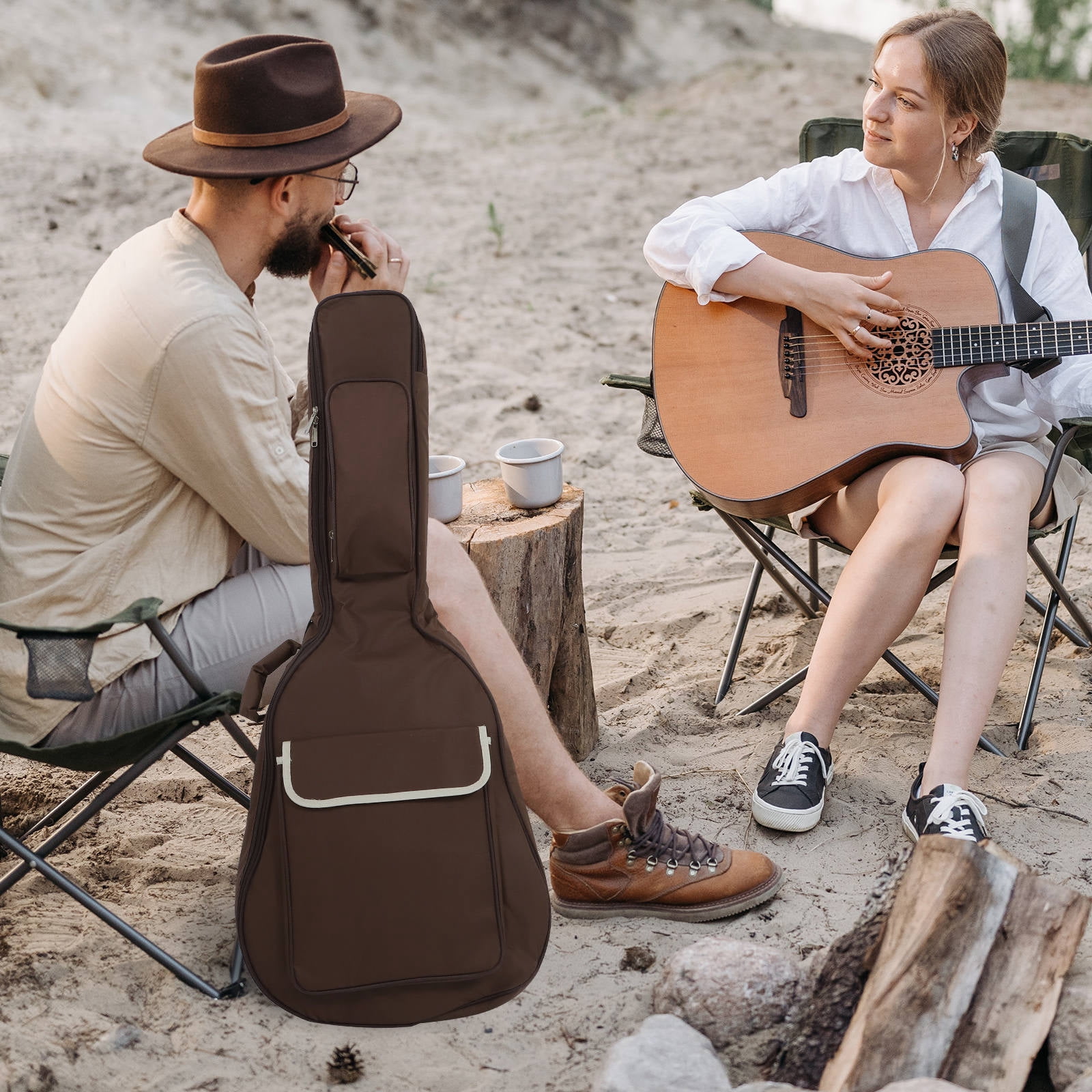 WORGEOUS Stylish 40/41 Inch Guitar Bag Waterproof Oxford Cloth 12mm Cotton Portable And Durable