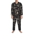 thumbnail image 3 of Picia Monochrome Mushroom Artwork Pattern Men’s Long-Sleeve Sleepwear Set - Soft 2-Piece Loungewear with Pockets, Comfy PJs for Relaxing Nights-XX-Large, 3 of 7