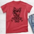 thumbnail image 2 of Yorkie Dad T-shirt, Unisex Men's Shirt, Yorkshire Terrier, Yorkie Owner, Best Dog Dad Gift, Heather Red, Medium, 2 of 6