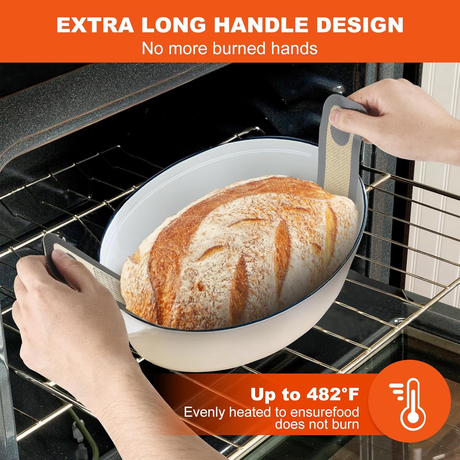 2PCS Silicone Bread Sling With Handles For Dutch Oven - 8.5" Round Non-Stick Baking Mat Liner (Red & Black)