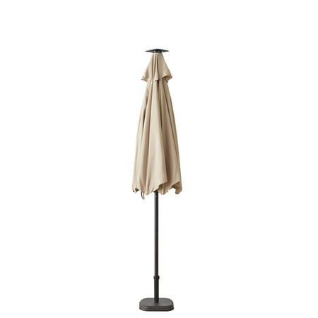 Sun Ray - 9' Round 8Rib Aluminum Bluetooth Solar Lighted Umbrella - Grey