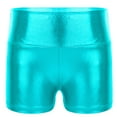 thumbnail image 5 of renvena  Girls Shiny Metallic Basic Athletic Sports High Waist Hot Pants Gymnastic Workout Dance Size 4-16 Blue Green 6, 5 of 7