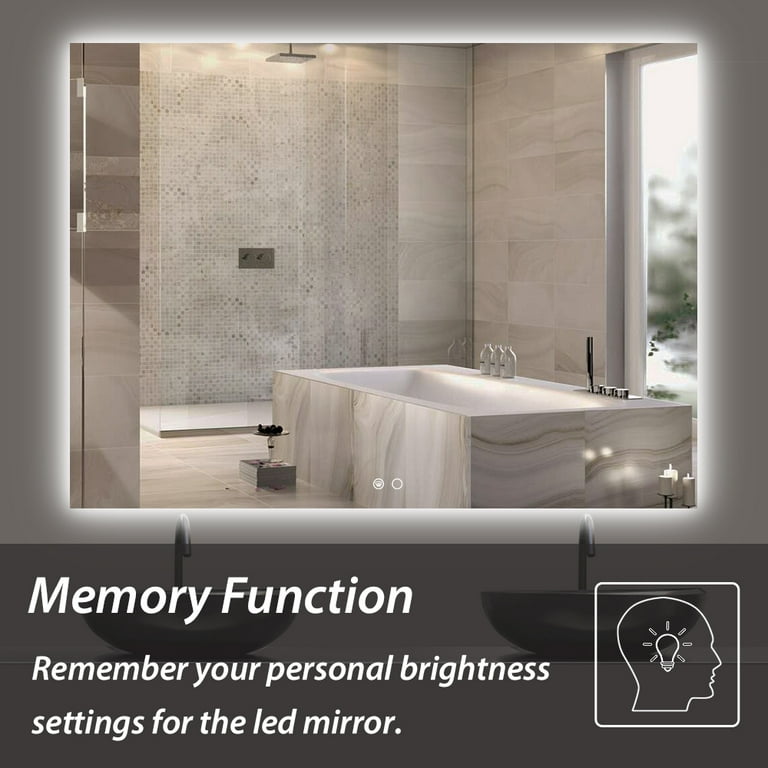 Keonjinn 48 x 24 inch LED Bathroom Mirror, Modern Rectangle LED