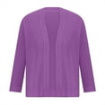 thumbnail image 4 of Feancey 3/4 Sleeve Knit Cardigan for Women Cropped Casual Open Front Dusters Fall Cozy Soft Knitted Cardigans Womens Elegant Shrug Holiday Gifts Purple XXL, 4 of 6