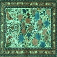 thumbnail image 1 of Ahgly Company Machine Washable Indoor Square Animal Turquoise Blue Traditional Area Rugs, 8' Square, 1 of 4