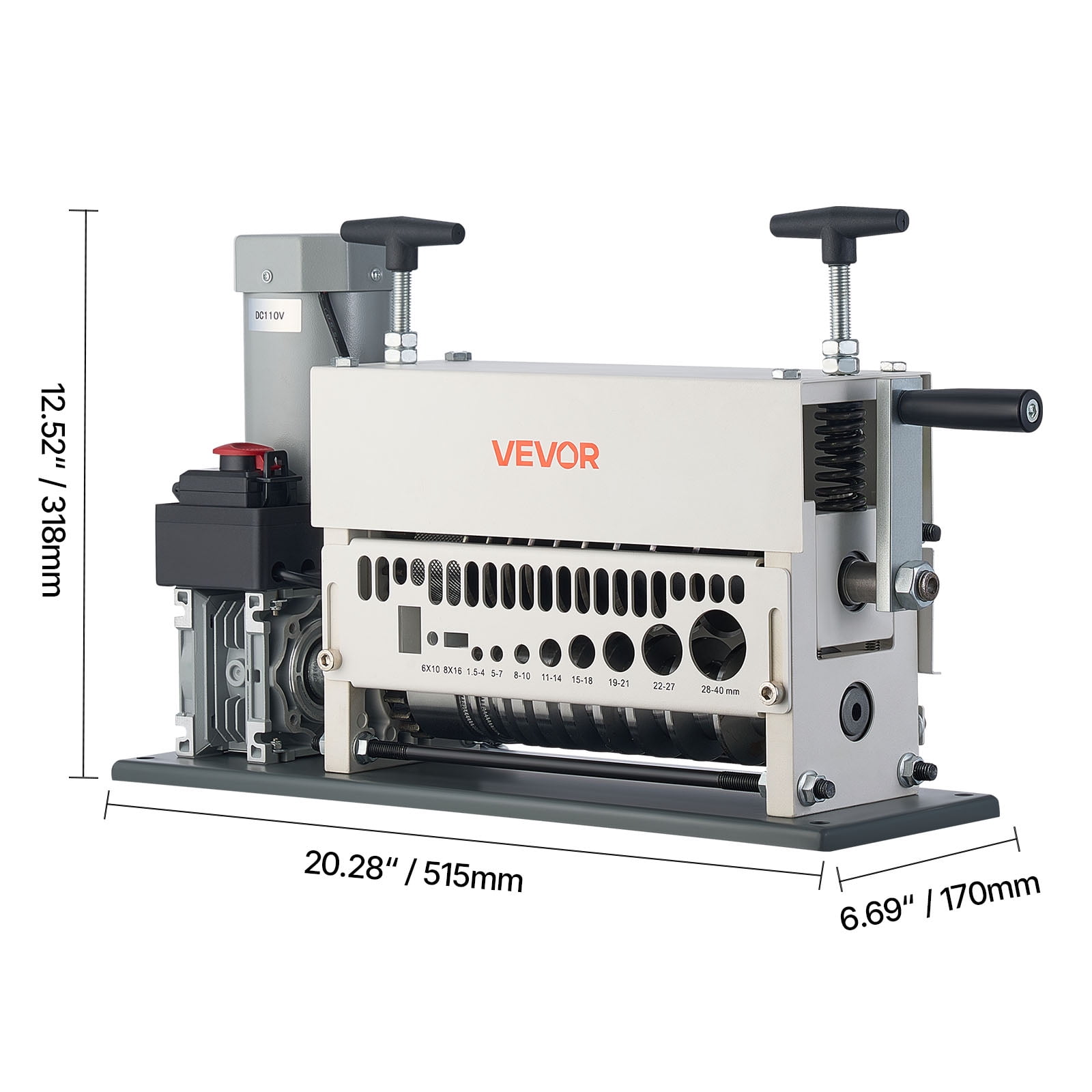 VEVOR Electric Wire Stripper Machine, 0.06-1.57 in, 11 Channel Automatic Copper Cable Stripper,  370W Wire Stripper Tool with Manual Hand Crank Mode, Emergency Stop Button, for Scrap Copper Recycling