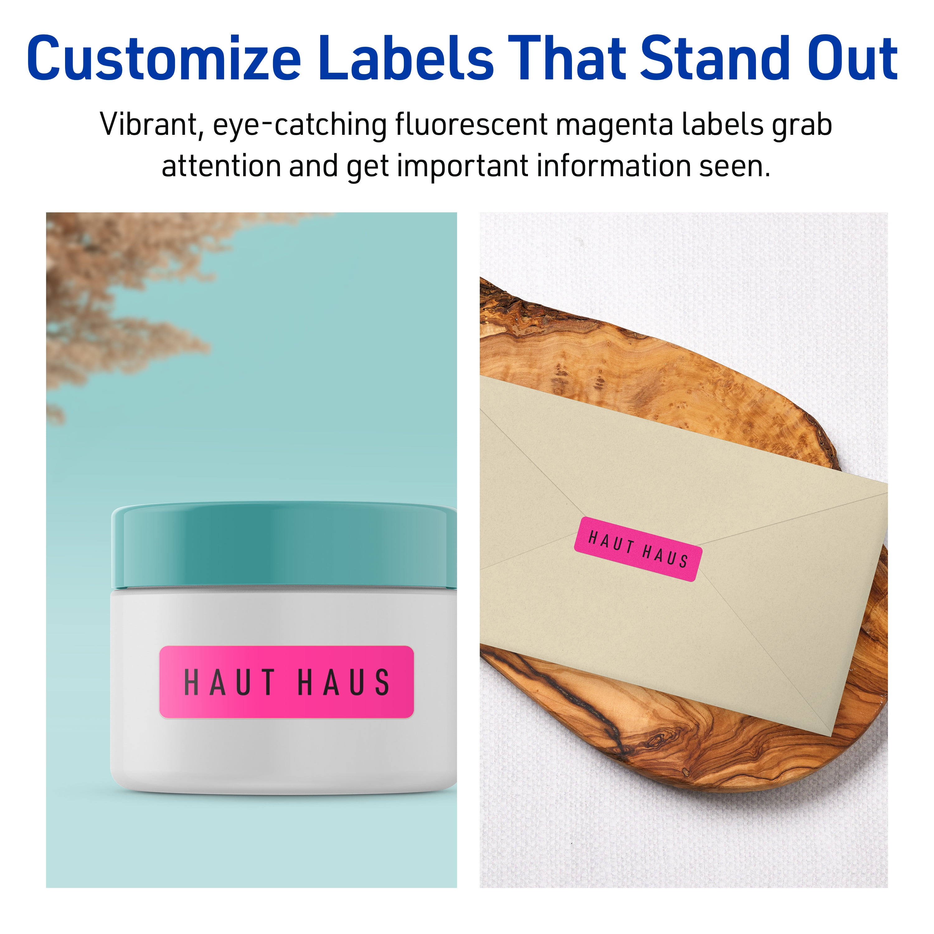 Avery Printable Rectangle Labels, Neon Magenta, 1.25" x 1.75", 640ct