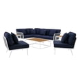 thumbnail image 5 of Lounge Sectional Sofa Chair Table Set, Navy White, Aluminum, Metal, Fabric, Modern Contemporary, Outdoor Patio Balcony Cafe Bistro Garden Furniture Hotel Hospitality, 5 of 10
