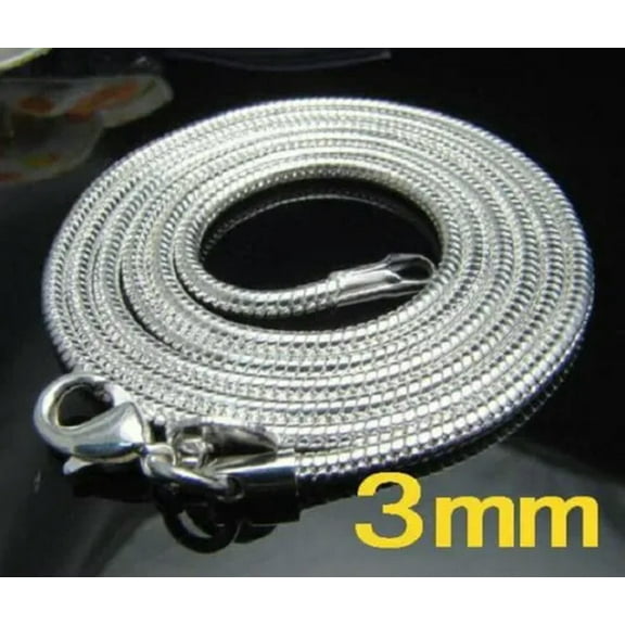 EOEMY 5Pcs Fashion 925Sterling Silver Vivid 3mm Snake Bone Chains Necklace 16"-30" -24 Inch