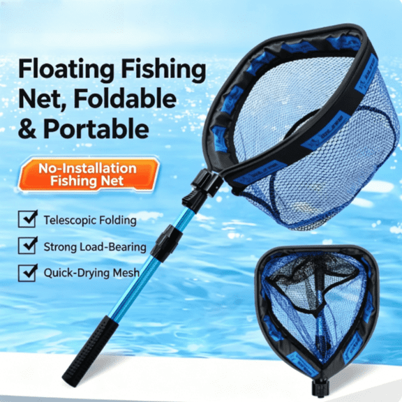 SANLIKE Collapsible Fishing Nets Floating Fishing Net for Fish Fishing Landing Net with Telescopic Pole Rubber Coated Landing Net for Freshwater Saltwater 40.82inch