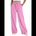 thumbnail image 3 of Pantalones Deportivos de Pierna para Mujer, de Cintura Alta, Holgados, con Cordón y Bolsillos Rosa XXL, 3 of 8