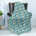 thumbnail image 4 of Tropical Soft Flannel Fleece Blanket, Exotic Leaves and Flowers Pattern Abstract Rainforest Elements Illustration, Cozy Plush for Indoor and Outdoor Use, 70" x 90", Blue Yellow Ivory, by Ambesonne, 4 of 5