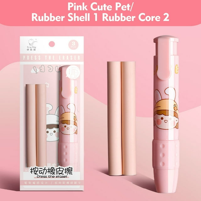 Cartoon Press Eraser Pen for Little Ones - 1 Pack Fun Rubber Erasing Tool for Kindergarten Learning, Writing & Drawing Supplies Akmoler | Plastic, A