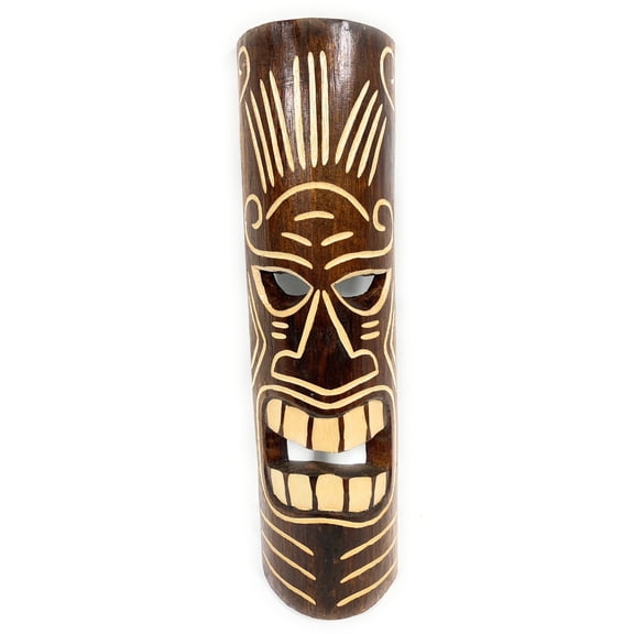 Winner Tiki Mask 20" - Tattoo Face Brown hand Carved | #bag1506350