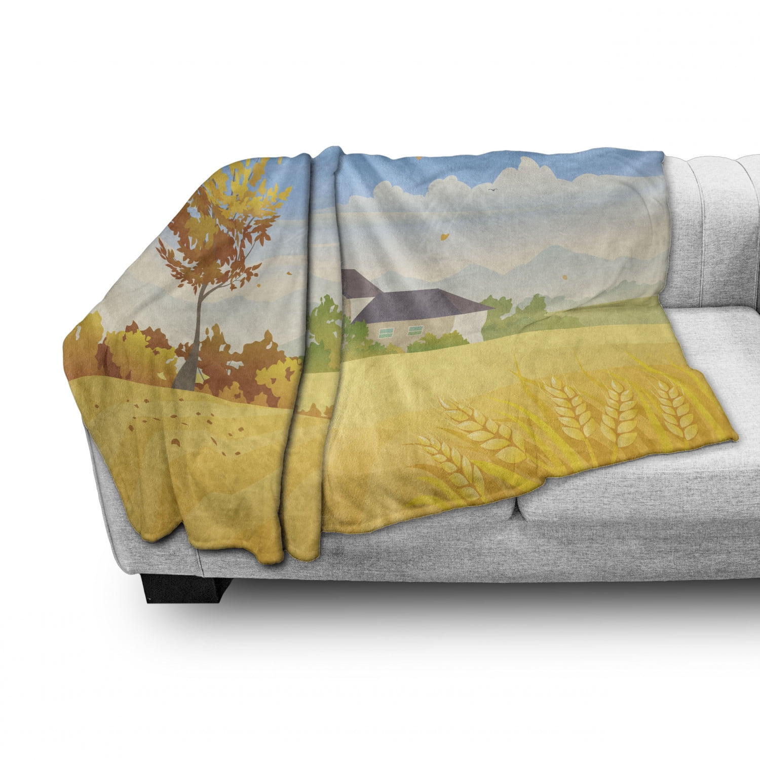 Wheat Field Scene Illustration in Fall Season and Falling Leaves Cozy Plush for Indoor and Outdoor Use 70 x 90 Pale Sky Blue and Multicolor Ambesonne Harvest Soft Flannel Fleece Throw Blanket Wheat Field Scene Illustration in Fall Season and Falling Leaves Cozy Plush for Indoor and Outdoor Use 70 x 90 Pale Sky Blue and Multicolor Ambesonne Harvest Soft Flannel Fleece Throw Blanket