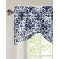 thumbnail image 3 of Fsddascl Navy Blue Boho Tie Up Valance Curtains for Windows, Kitchen Curtains Window Treatments, Ehtnic Abstract Art Modern Geometric Short Window Shades Valances for Bedroom Bathroom Cafe 42"x18", 3 of 7
