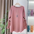 thumbnail image 5 of Womens Oversized Crewneck Sweatshirt, Fleece Pullover Top with Cut Out Sleeve Design, Casual Loose Fit Spring Outfits for Lounge, Daily Wear and Street Style Pink, 5 of 5