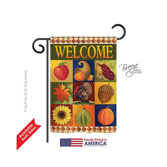 Breeze Decor 63046 Récolte & Automne Automne Collage Drapeau de Jardin Impression Recto-Verso - 13 x 18,5 Po.