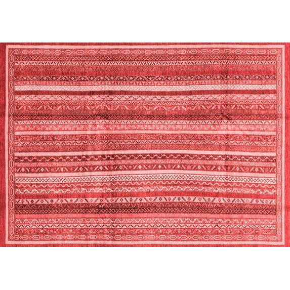 Ahgly Company Indoor Rectangle Abstract Red Modern Area Rugs, 4' x 6'