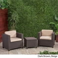 thumbnail image 4 of Noble House Waverly 3 Piece Outdoor Wicker Print Conversation Set in Dark Brown, 4 of 14
