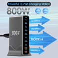 thumbnail image 4 of Estación de Carga Menlonigt 800W con 10 Puertos USB-C GaN, 4 of 7