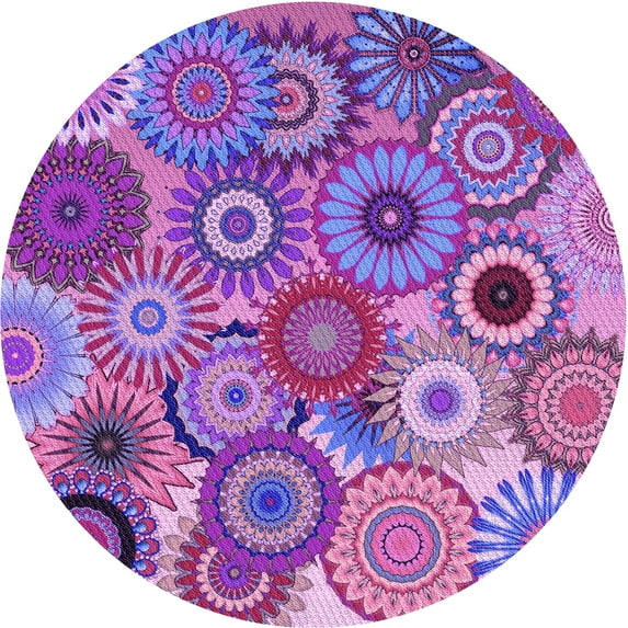 Ahgly Company Indoor Round Patterned Dark Orchid Purple Area Rugs, 6' Round
