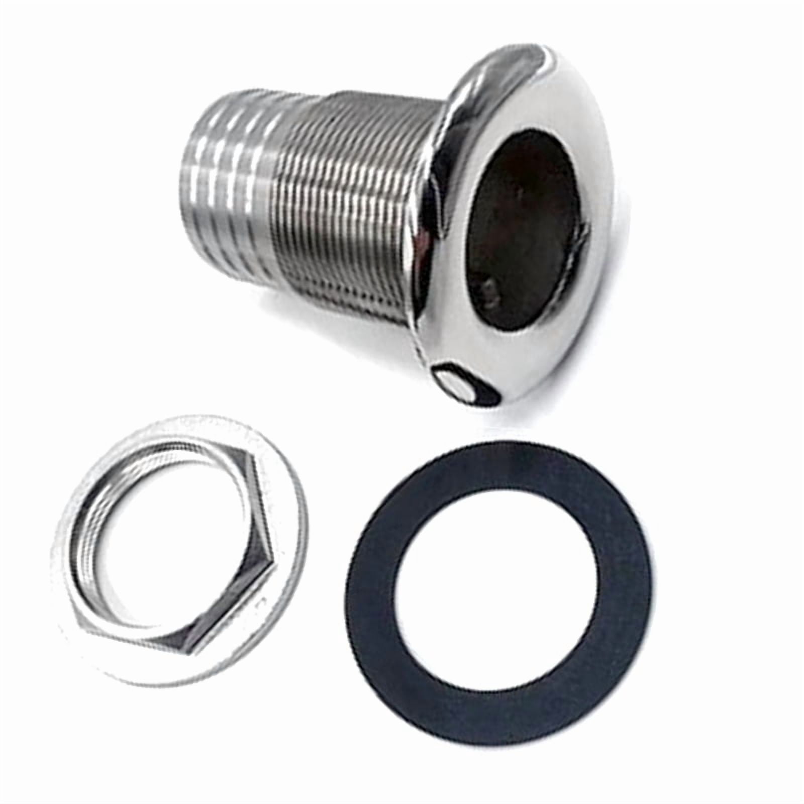 2" 54mm Stainless Steel Marine Thru Hull Fitting, Boat Drain Outlet & Hose Barb Connector for Yacht Kayak Canoe