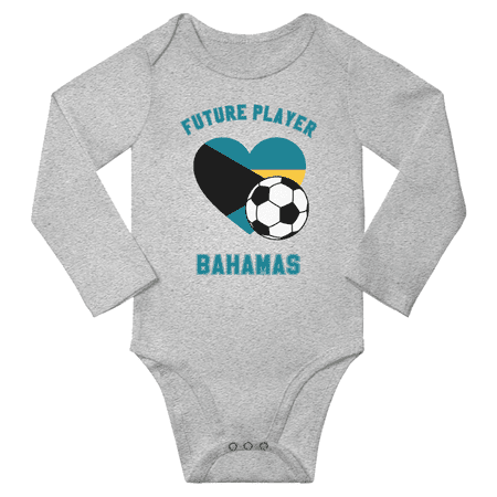 

Future Bahamas Soccer Player Baby Long Slevve Rompers (Gray 6-12 Months)