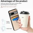 thumbnail image 6 of Phone Case for Google Pixel 7 5G Wallet Cover with Tempered Glass Screen Protector Slim Ring Stand Credit Card Holder Magnetic Leather Cell Accessories Pixel7 Pixle Seven 6.3 Women Men Beige, 6 of 7