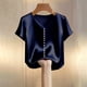 thumbnail image 5 of Eres Más Que Una Camisa de Puntuación de Prueba Moda de Verano de Mujer Color Sólido Casual Cuello en V Top de Manga Corta Mujeres Tops de Verano Casual, 5 of 5