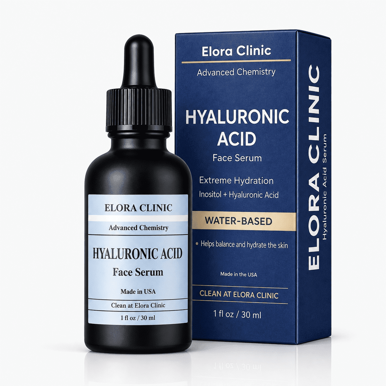 Elora Clinic lightweight water based hyaluronic serum - water based face moisturizer - hyaluronic acid water serum - serum with hyaluronic acid and inositol