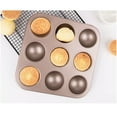 thumbnail image 2 of Qiangzon 9-Cup Non-Stick Carbon-Steel Half-Sphere Cupcake Pan – Quick-Release Muffin Mold for Cake Pops, Mini Cheesecakes, Gelatin Domes, Oven-Safe 500°F Bakeware for Party Desserts, 2 of 6