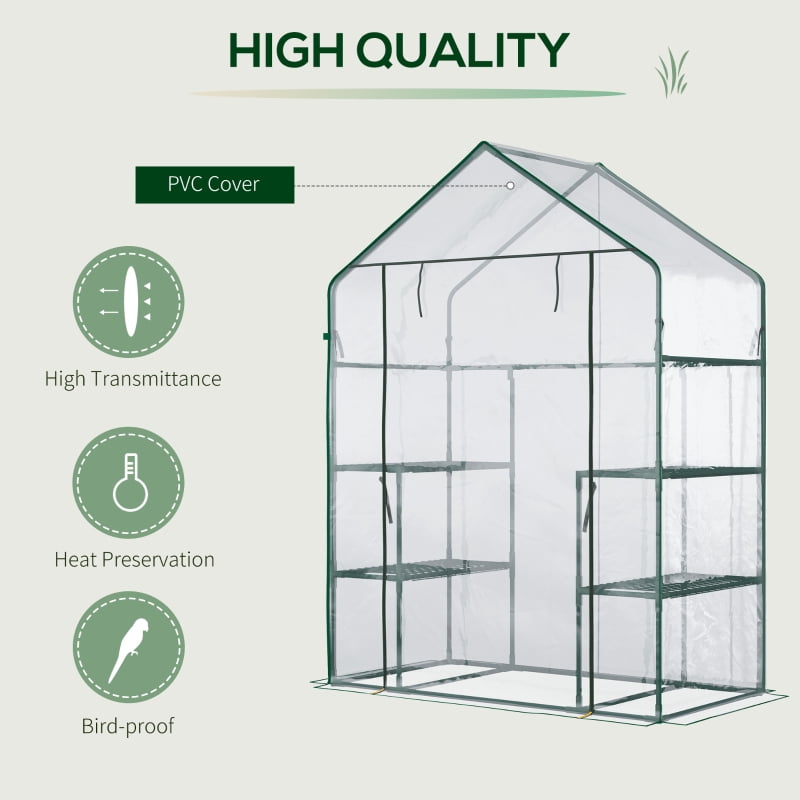 Alvantor Clear 5'x2.5'x6.5' Walk-in Greenhouse with 3-Tier Shelves