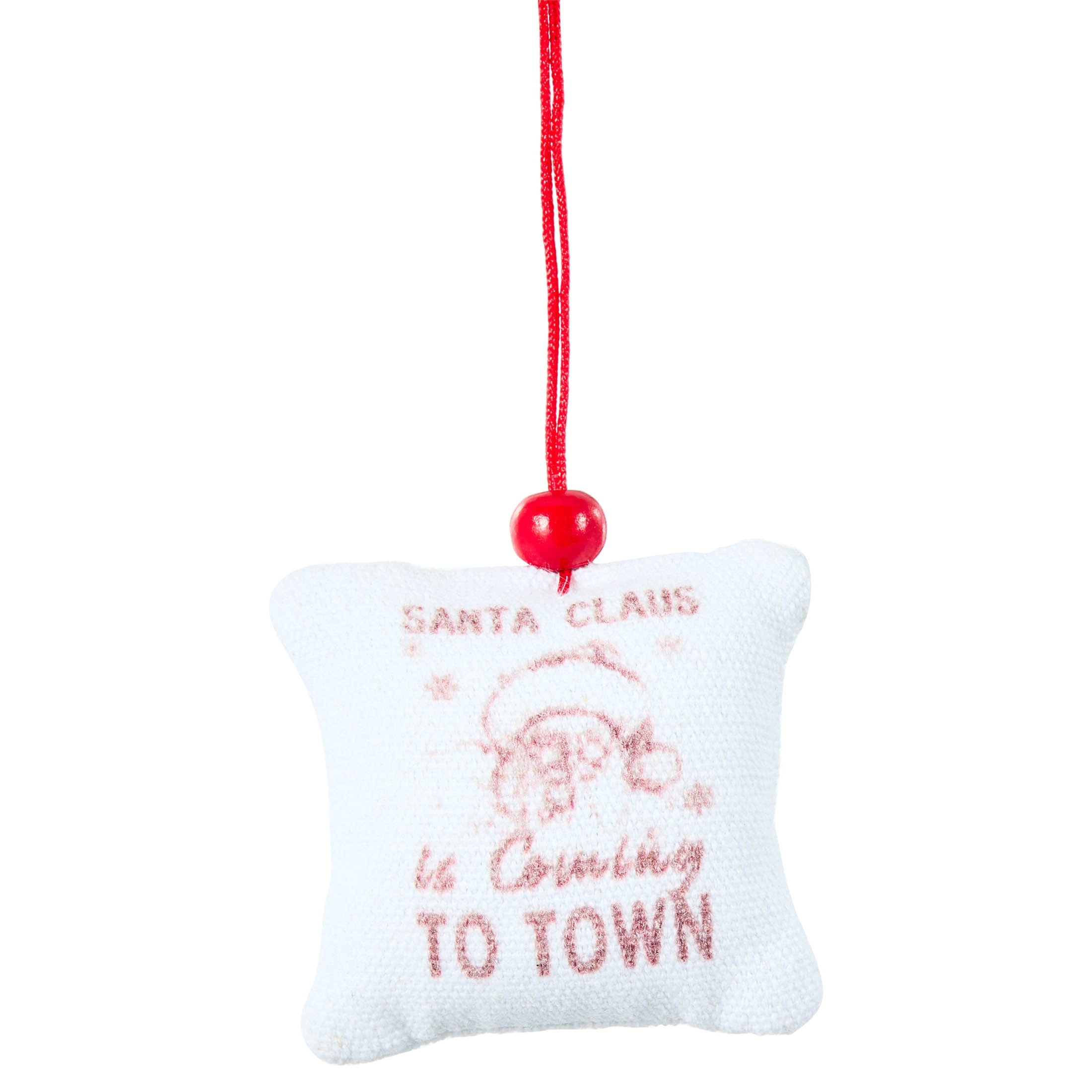 4-Count Red and White Santa is Coming to Town Pillow Mini Christmas Ornaments, 1.5", by Holiday Time