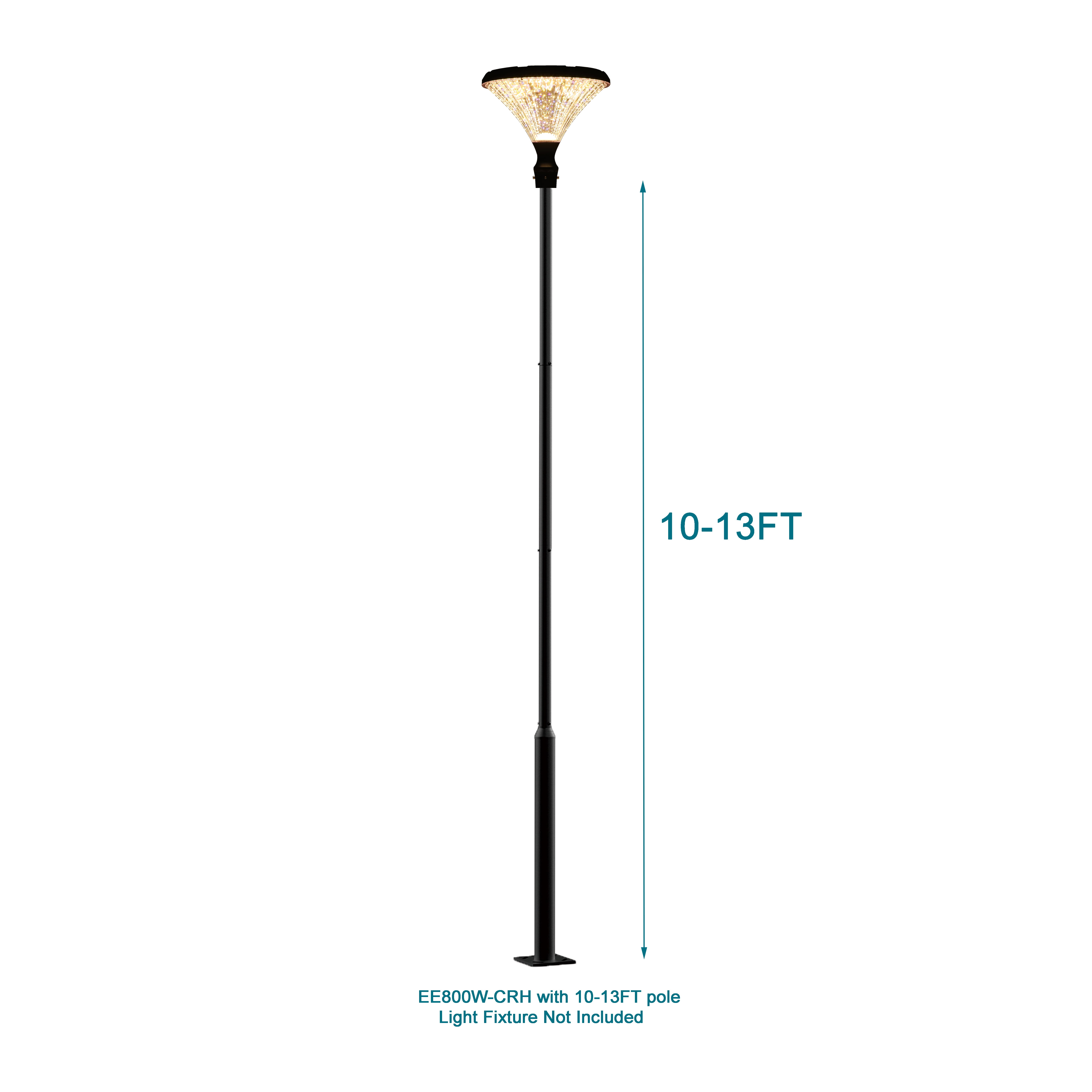 Outdoor Universal Light Post Pole 2.5–13 ft – Adjustable Black Metal Lamp Post with Metal Rebar Cage, Heavy-Duty Outdoor Street Yard Lighting Support