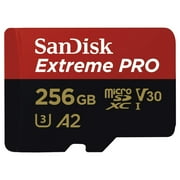 SanDisk Extreme Pro 256GB microSDXC UHS-I U3 A2 V30 Memory Card with Adapter