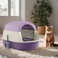 thumbnail image 4 of Cat Boxes for Indoor Cats, Cat Litter Box with Lid with Litter Scoop, Enclosed Odor-Proof Box with Lid, High Sided Anti-Urine Leakage and Easy Cleaup Large Boxes,Purple, 4 of 7