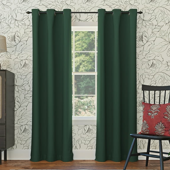 Sun Zero Nolan 1-Piece Energy Saving Blackout Grommet Curtain Panel, 40"X63", Evergreen