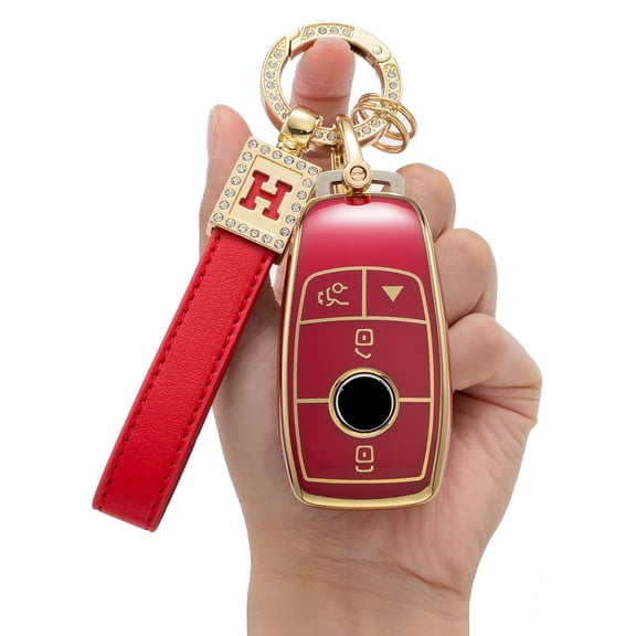for Mercedes Benz Key Fob Cover with Keychain,Soft TPU 360 Degree Protection Car Key Shell Case for 2018-2021 S-Class,2017-2021 E-Class,2019-2021 A-Class C-Class G-Class key bag accessories