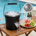 thumbnail image 4 of Stainless Steel Insulated Ice Bucket with Lid & Handle, Large Capacity Beverage Cooler for Beer, Wine & Ice, Double Wall Ice Bucket for Party, Patio, Outdoor Use, Black, 4 of 8