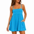 thumbnail image 2 of Wrongduck Women's Summer Romper Dress with Shorts Underneath Spaghetti Strap Sleeveless Wide Leg Jumpsuit, 2 of 10